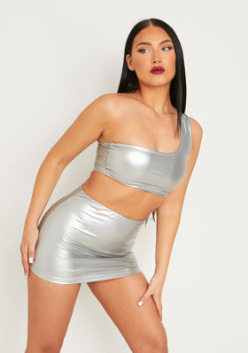 Nikita Silver Metallic One Shoulder Crop Top Nikita Silver Metallic One Shoulder Crop Top
