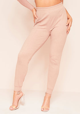 Nayla Dusty Rose Ribbed Slim Leg Joggers Nayla Dusty Rose Ribbed Slim Leg Joggers