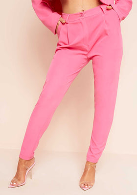 Serin Pink Plain Cigarette Trousers Serin Pink Plain Cigarette Trousers