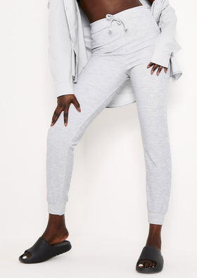 Sophie Grey Soft Ribbed Drawstring Joggers