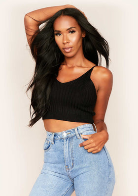 Katy Black Knitted Rib Crop Top Katy Black Knitted Rib Crop Top