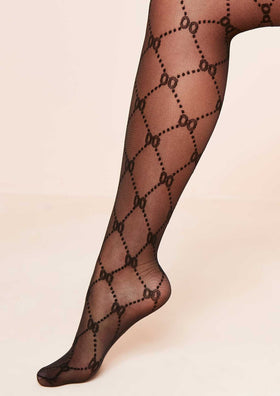 Reeya Black Patterned Tights