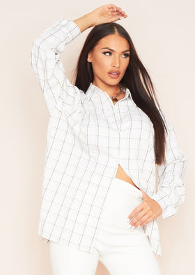 Teresa White Longline Checked Oversized Shirt Teresa White Longline Checked Oversized Shirt