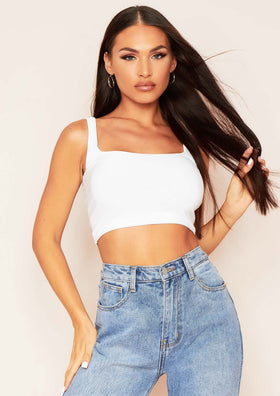 Selena White Square Neck Crop Top Selena White Square Neck Crop Top