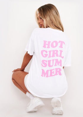 Lydia Pink Hot Girl Summer Slogan Oversized T-Shirt Lydia Pink Hot Girl Summer Slogan Oversized T-Shirt