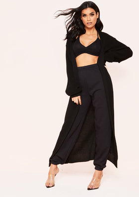 Addie Black Longline Knit Cardigan Addie Black Longline Knit Cardigan