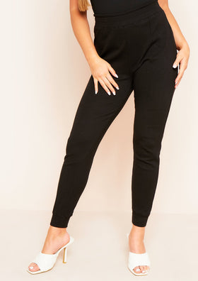 Nayla Black Ribbed Slim Leg Joggers Nayla Black Ribbed Slim Leg Joggers