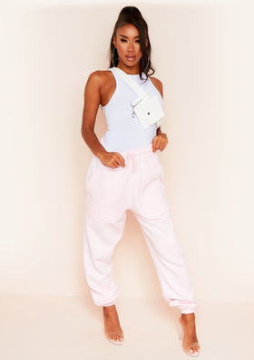 Romy Baby Pink Pocket Front Oversized Joggers Romy Baby Pink Pocket Front Oversized Joggers