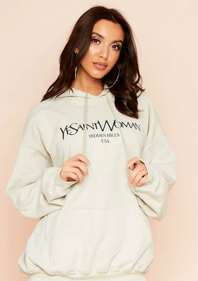 Ava Sand Woman Slogan Oversized Hoodie Ava Sand Woman Slogan Oversized Hoodie