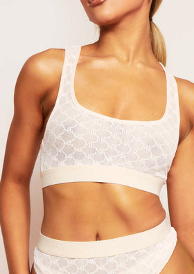 Myra Pink Mesh Embroidered Taped Racer Crop Vest Top Myra Pink Mesh Embroidered Taped Racer Crop Vest Top