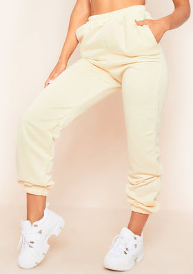 Hilma Cream Casual Loopback Joggers Hilma Cream Casual Loopback Joggers