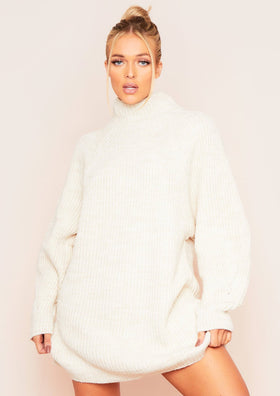 Amie Beige Chunky Knit Jumper Dress Amie Beige Chunky Knit Jumper Dress