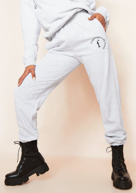 Lila Grey Unapologetically Female Slogan Oversized Tracksuit Joggers Lila Grey Unapologetically Female Slogan Oversized Tracksuit Joggers