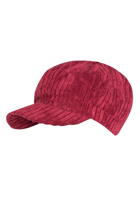 Lena Wine Ribbed Baker Boy Hat