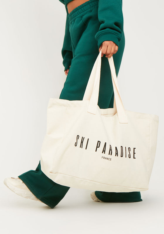 Shyla Cream Ski Paradise Tote Bag