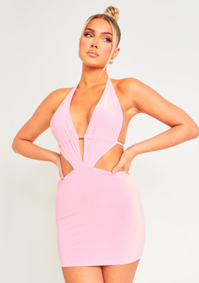 Emmy Pink Slinky Cut Out Missy Mini Dress Emmy Pink Slinky Cut Out Missy Mini Dress