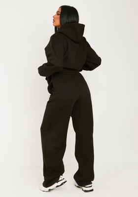 Jamilla Black Ski Paradise Embroidered Seam Front Wide Leg Jogger Jamilla Black Ski Paradise Embroidered Seam Front Wide Leg Jogger