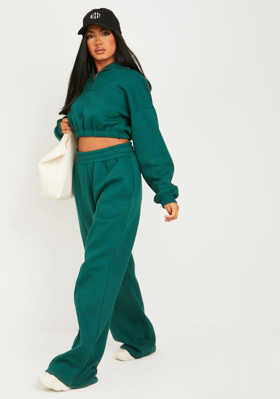 Millie Green Seam Front Wide Leg Jogger
