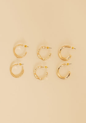 Tegan Gold Hoop Earrings 3 Pack Tegan Gold Hoop Earrings 3 Pack