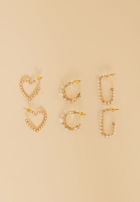 Alissa Gold Pearl Hoop Earrings 3 Pack Alissa Gold Pearl Hoop Earrings 3 Pack