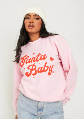 Elena Pink Santa Baby Oversized Sweatshirt