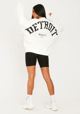 Maxine White Detroit Printed Oversized Sweater