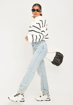 Mya Mid Wash Denim Double Waistband Straight Leg Jeans Mya Mid Wash Denim Double Waistband Straight Leg Jeans