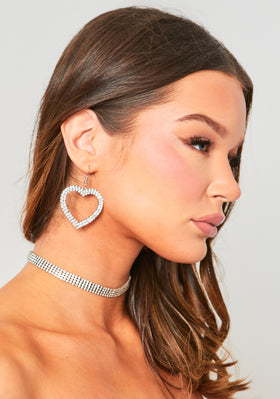 Luelle Silver Heart Shaped Diamante Earrings Luelle Silver Heart Shaped Diamante Earrings