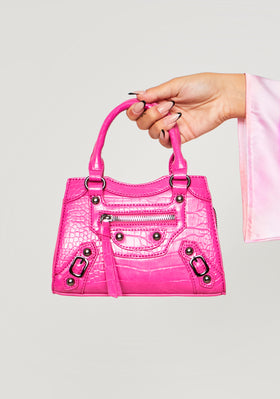 Karli Pink Croc Mini Grab Bag Karli Pink Croc Mini Grab Bag