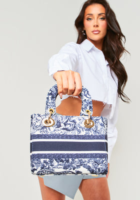 Polly Blue Canvas Grab Bag Polly Blue Canvas Grab Bag