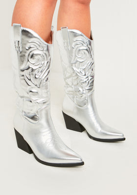 Carmella Silver Cowboy Boots Carmella Silver Cowboy Boots