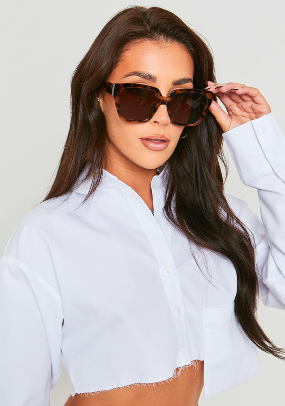 Anna Brown Oversized Cat Eye Sunglasses