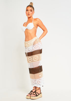 Valentina Multi Crochet Panelled Maxi Skirt Valentina Multi Crochet Panelled Maxi Skirt