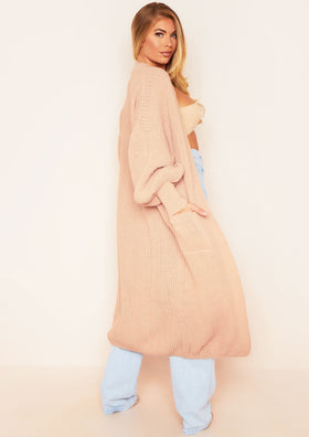 Nathalie Nude Balloon Sleeve Knitted Cardigan Nathalie Nude Balloon Sleeve Knitted Cardigan