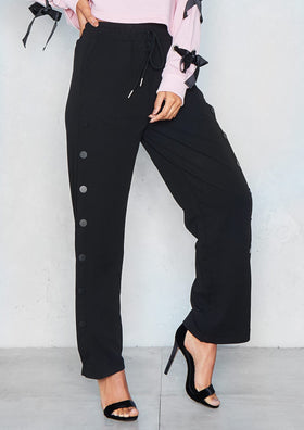 Chantelle Black Button Detail Trousers Chantelle Black Button Detail Trousers