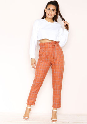 Lesley Rust Checked Paperbag Trousers Lesley Rust Checked Paperbag Trousers