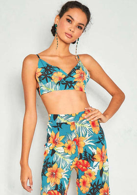 Alison Emerald Green Tropical Print Bralet Alison Emerald Green Tropical Print Bralet