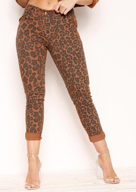 Geena Brown Leopard Print Jeans