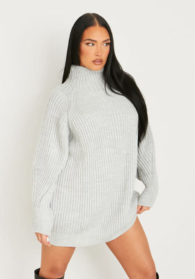 Amie Grey Chunky Knit Jumper Dress