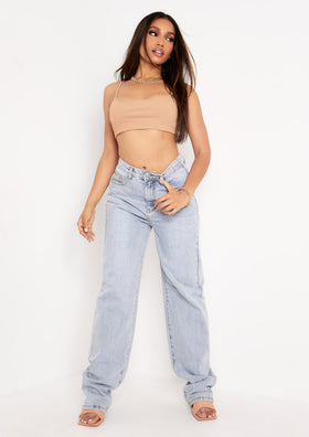 Ivy Pastel Blue Denim Straight Leg Jeans Ivy Pastel Blue Denim Straight Leg Jeans
