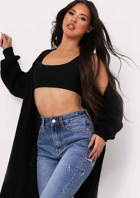 Nathalie Black Balloon Sleeve Knitted Cardigan Nathalie Black Balloon Sleeve Knitted Cardigan