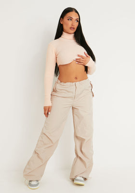 Agnese Nude Super Crop Roll Neck Knitted Jumper Agnese Nude Super Crop Roll Neck Knitted Jumper