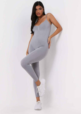Adele Grey Seamless Strappy All In One Jumpsuit Adele Grey Seamless Strappy All In One Jumpsuit