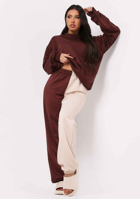 Cheryl Chocolate Beige Two Colour Splice Jogger Cheryl Chocolate Beige Two Colour Splice Jogger