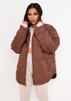 Nalia Chocolate Oversized Puffa Coat Nalia Chocolate Oversized Puffa Coat