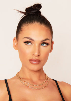 Cara Gold Twist Rope Two Chain Layer Necklace