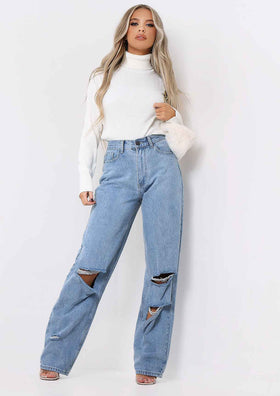 Cinzia Cream Roll Neck Knitted Jumper Cinzia Cream Roll Neck Knitted Jumper