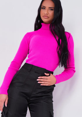 Cinzia Pink Roll Neck Knitted Jumper Cinzia Pink Roll Neck Knitted Jumper