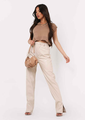 Ezra Mocha V Neck Wide Fit Cropped Knitted Vest Ezra Mocha V Neck Wide Fit Cropped Knitted Vest