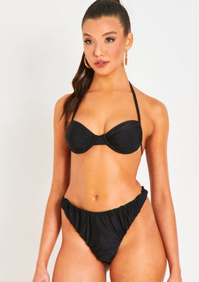 Irla Black Halterneck Ruched Detail Underwire Bikini Top